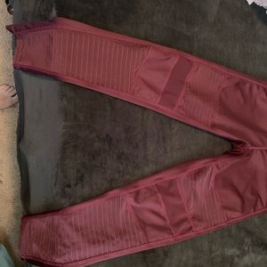 Maroon Full Length Work Out Leggings